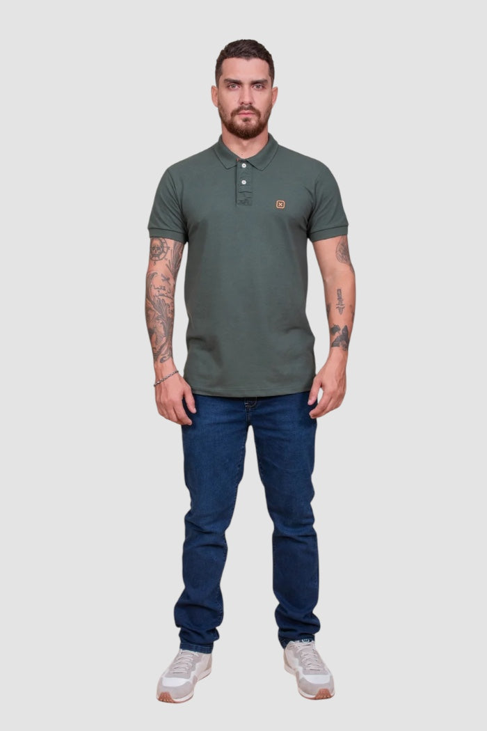 POLO TXC REGULAR CUSTOM BORDADO 6805 VERDE MILITAR