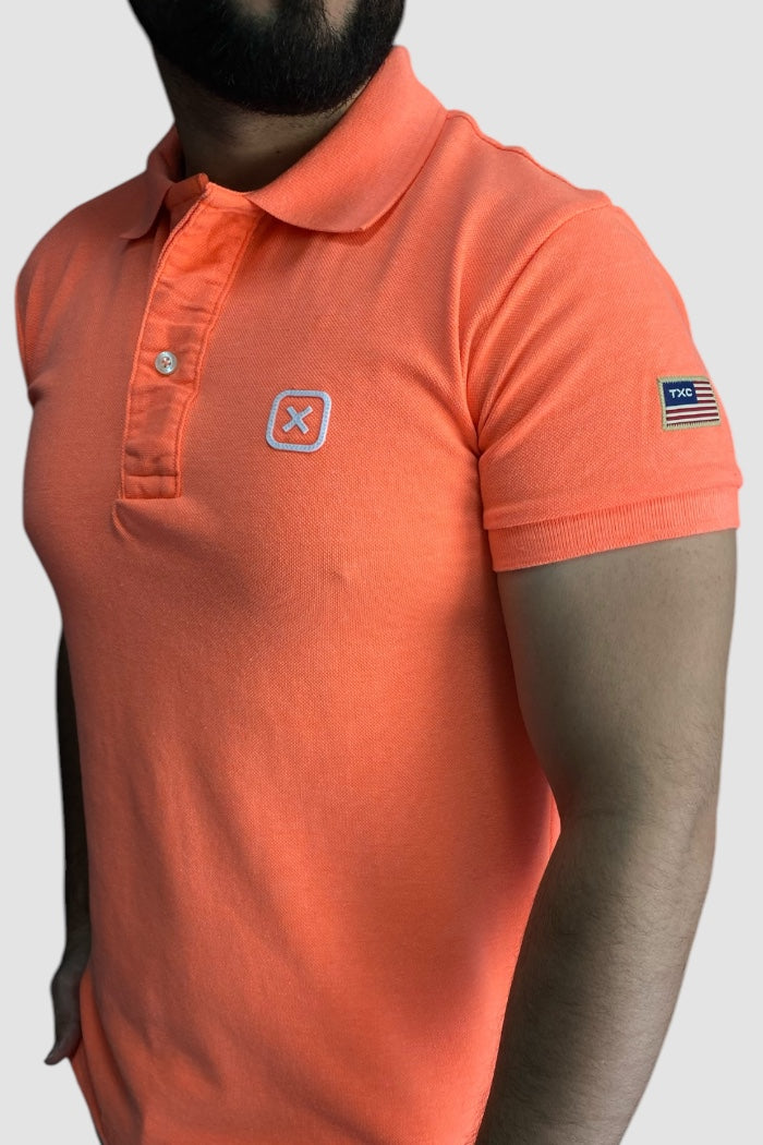 POLO CUSTOM BORDADO TXC 6368 LARANJA FLUOR