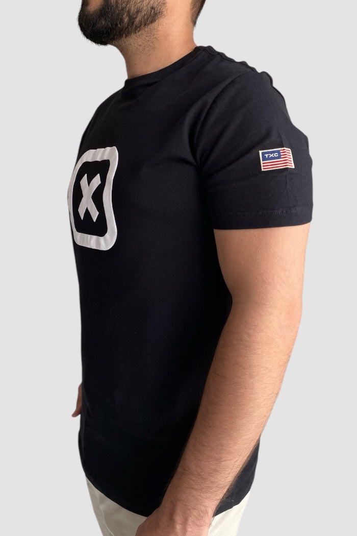 CAMISETA TXC REGULAR MEIA MALHA PENTEADA ESTAMPADA 19742 PRETO