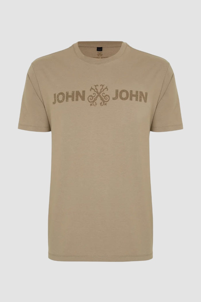 Camiseta John John Logo Bege Claro